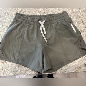 Vuori athletic shorts. Built in underwear, army green color, size small.